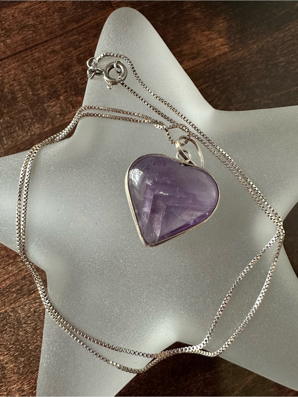 Sterling silver & amethyst heart necklace, 18in